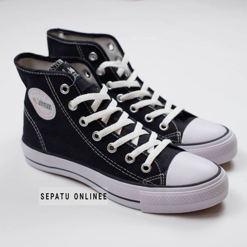 Sepatu Johnson Basic Low &amp; High Black White - Jhonson original