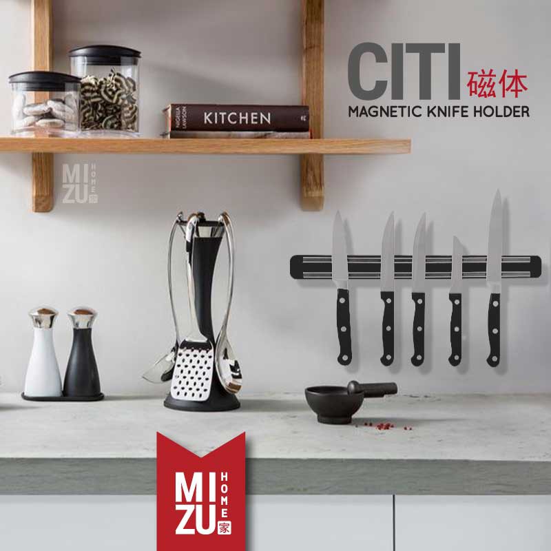 MIZU CITI Magnetic Knife Holder Organizer Gantungan Pemegang Tempat Pisau Magnet Dinding Dapur-2