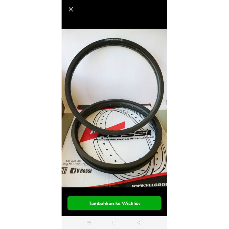 Velg Rossi Ring 17/185 18/185 depan belakang