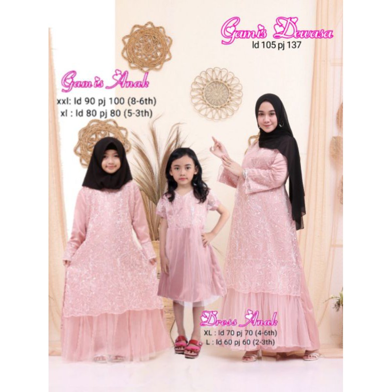 Couple Gamis Ibu dan Anak Cantik Brokat Tile Mutiara