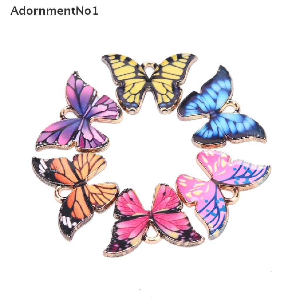 (AdornmentNo1) 10pcs / Set Charm Butterfly Enamel Warna-Warni Untuk DIY Perhiasan