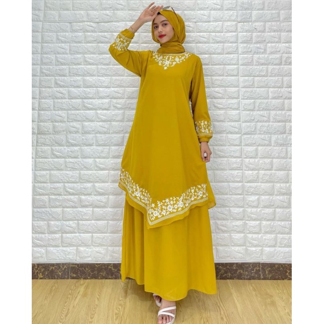 Gamis Melayu Jasmine Bordir Premium Raihanah Collection Pekanbaru
