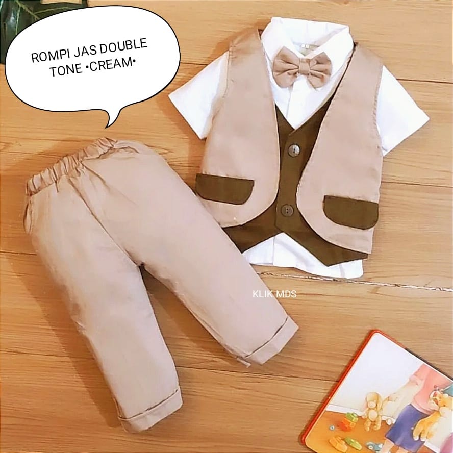 Setelan Anak Laki - Laki Rompi Premium - Baju Bayi Laki - Laki Motif Rompi Jas Double Tone