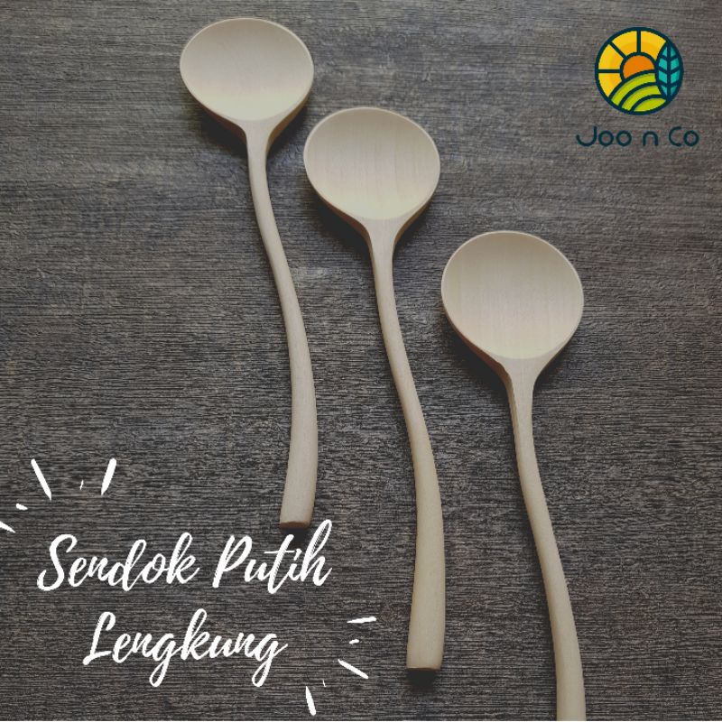 ☀️Joo.n.Co☀️ (HANDMADE!) Sendok Kayu Putih Ulir / Sendok Korea Putih / Sendok Kayu Premium