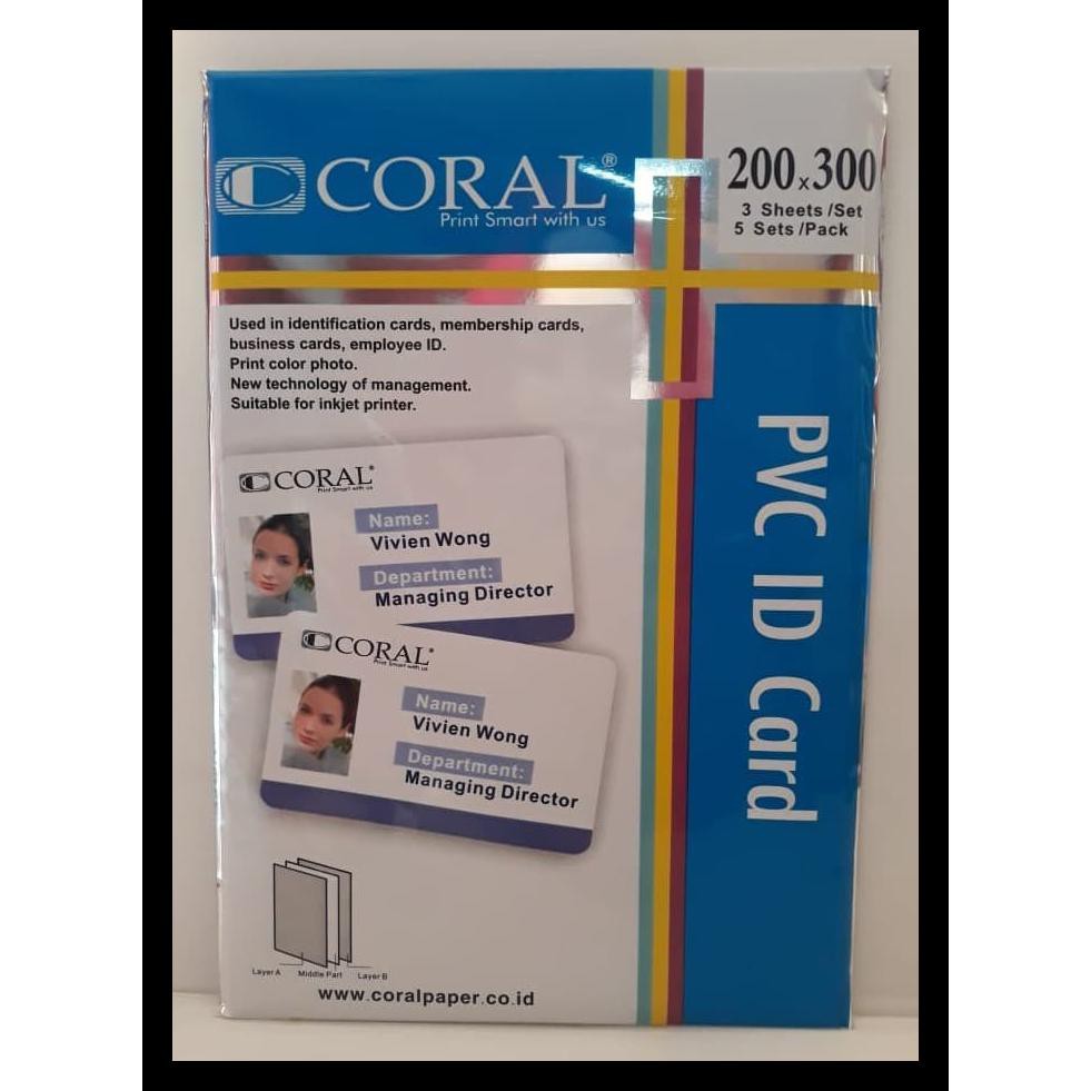 

Kertas Pvc Bahan Id Card Instan Coral A4 Isi 5 Lembar Merk Coral Special