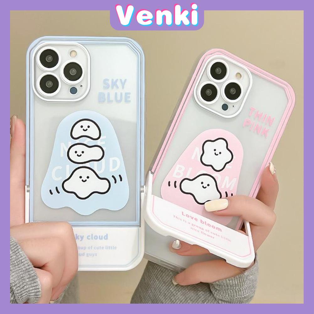 iPhone Case Acrylic Invisible Folding Stand Silicone Soft Case Shockproof Cover Camera Cloud Cute Cartoon Compatible For iPhone 11 Pro Max 13 Pro Max 12 Pro Max 7Plus xr XS Max