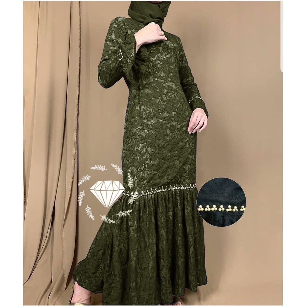 5 UKURAN M L XL XXL 3XL MAXY NURHALIZA DUYUNG FASHION PAKAIAN WANITA DRESS GAMIS MAXI BRUKAT PART 1 MS ADA VIDEO REAL-Army