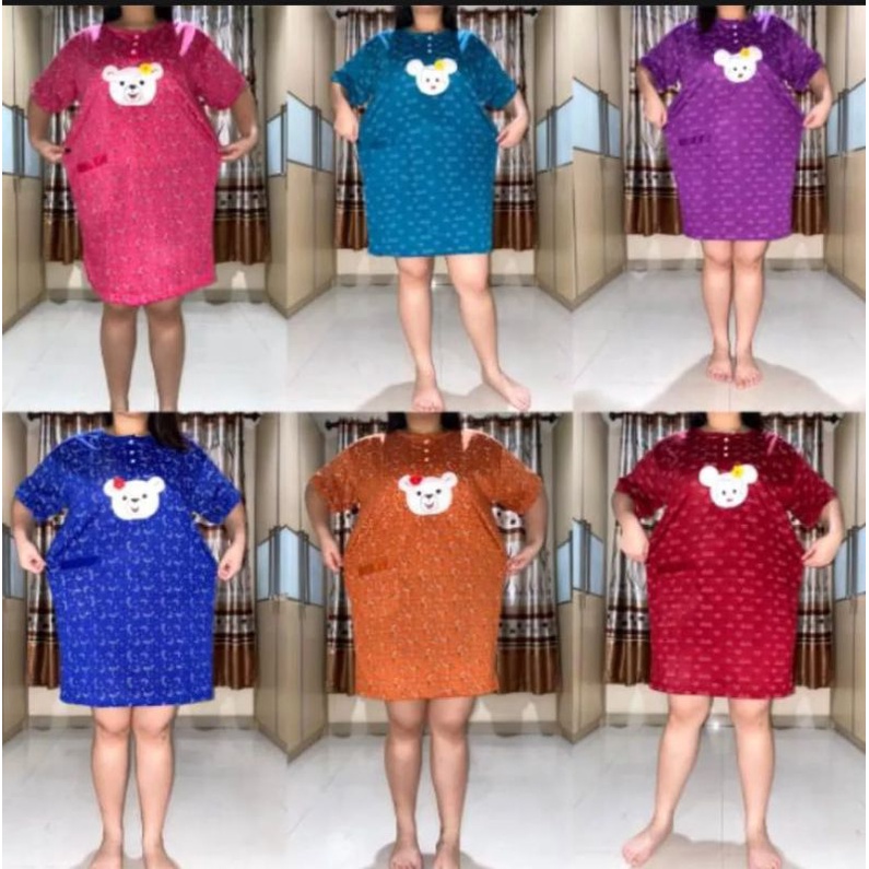 Daster Kaos Wanita Jumbo Tebal Bahan Kaos LD 120CM