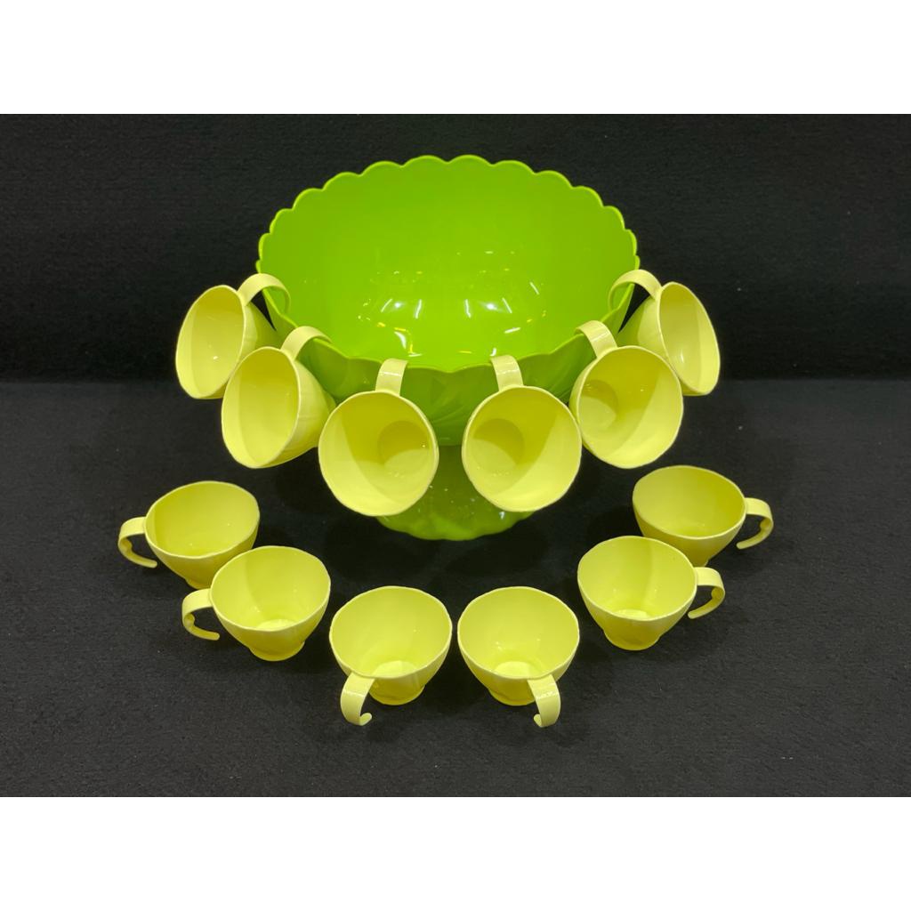 Tempat Wadah Es Buah Set Golden Sunkist - Mangkok Set Gelas