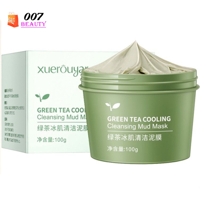 Xuerouyar Masker Wajah Green Tea Cooling Cleansing Mud Mask Clay 100 gram