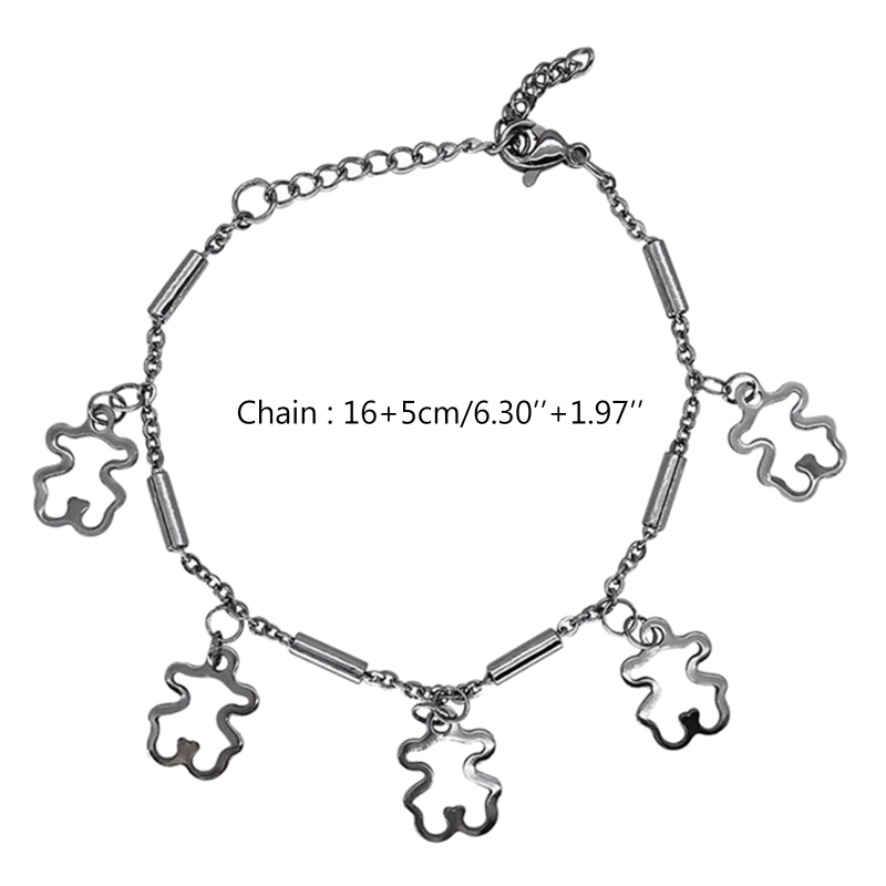 Siy Gelang Tangan Rantai Stainless Steel Motif Beruang Aksen Hollow Untuk Perhiasan Wanita