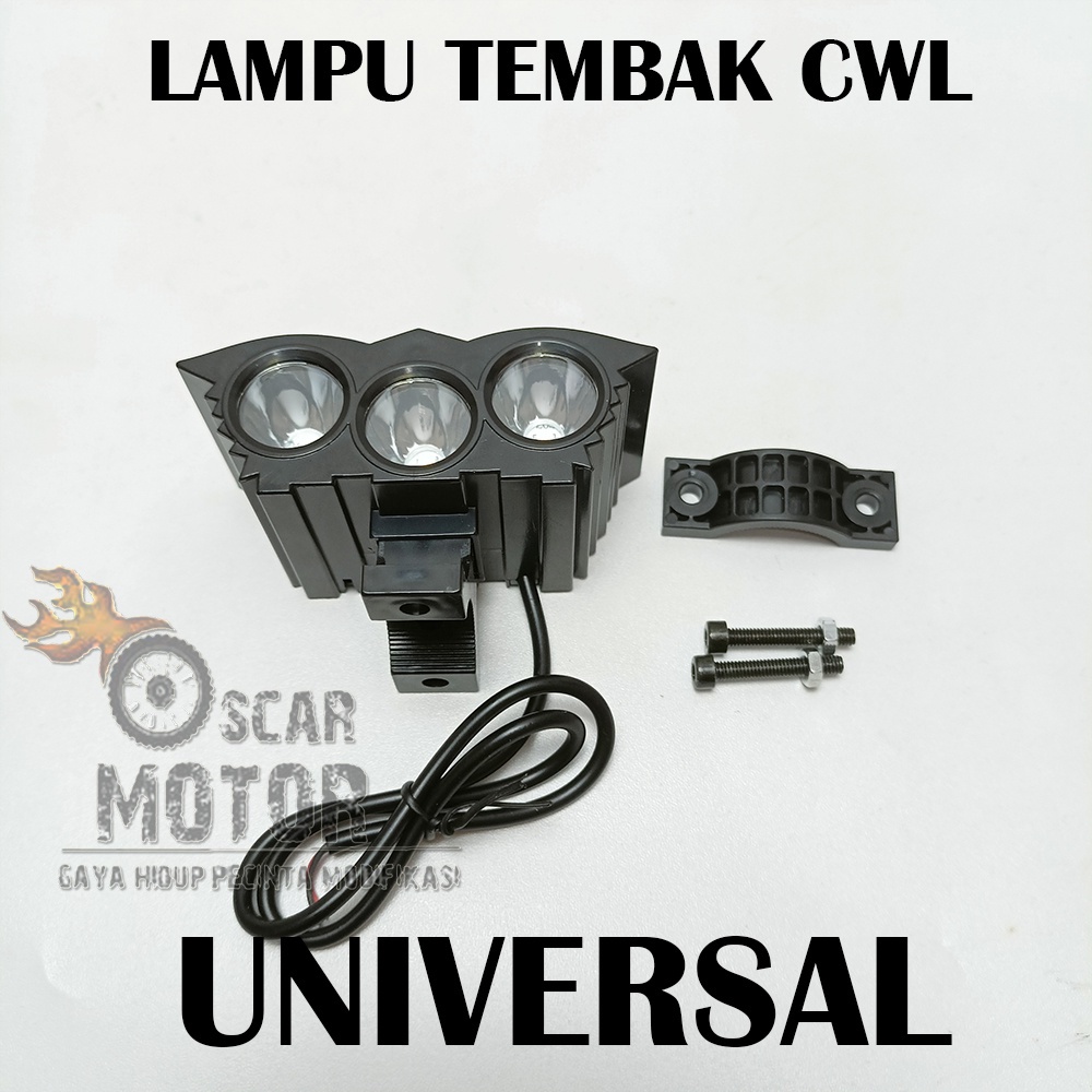 lampu tembak led cree owl ultrafire 3 mata 30w body hitam sinar putih motor