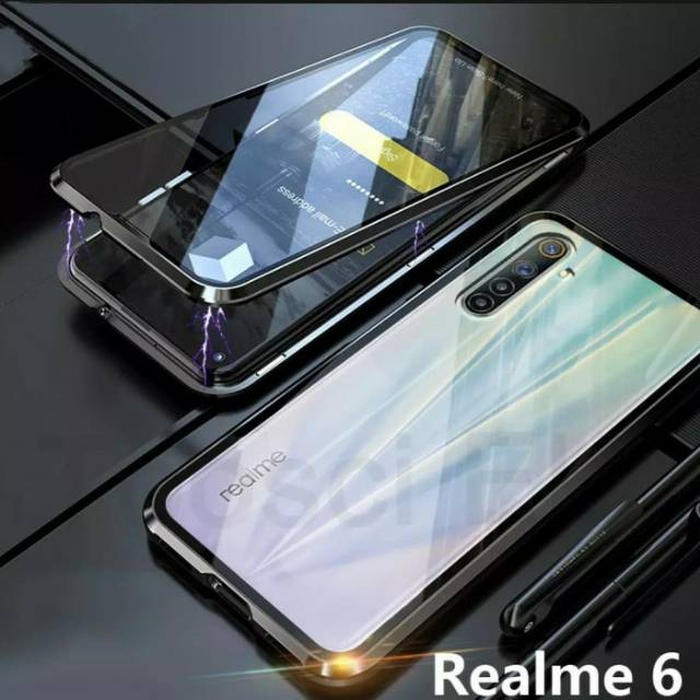 Case Magnetic DEPAN BELAKANG Realme 6 Premium Case 2in1 Double Glass Realme 6