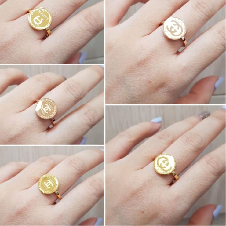 Penjualan Terbanyak.. Cincin Titanium bulat branded koin