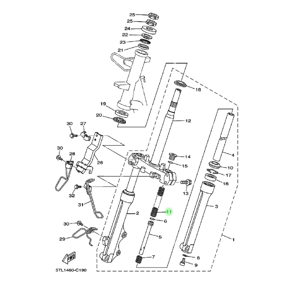 SPRING FRONT FORK PER AS SHOCK SHOK SOK DEPAN MIO LAMA SPORTY 2004-2007 ORIGINAL YGP 5TL-F3141-00