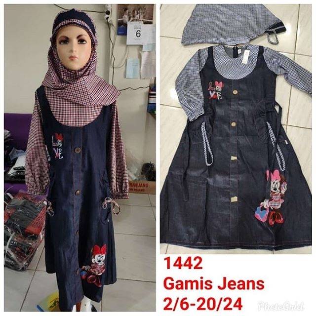 KONVEKSI SENDIRI Gamis jeans anak umur 7-9 tahun