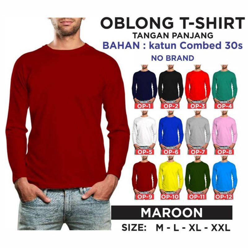 Noveli wear - T shirt kerah bulat kaos polos lengan panjang cotton combed 30s | atasan baju kaos seragam pria dan wanita