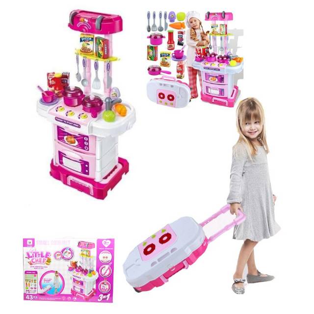 [Jualsemua18](W097)LITTLE CHEF MAINAN KITCHEN SET KOPER TROLLEY TARIK