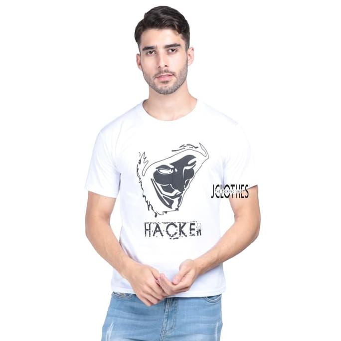 Super Kaos Pria / Kaos Distro / Kaos Cowo Hacker - Putih Sale