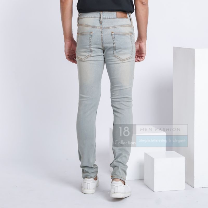 [Best Seller] Jeans Panjang Blue Retro Sobek Lutut PREMIUM