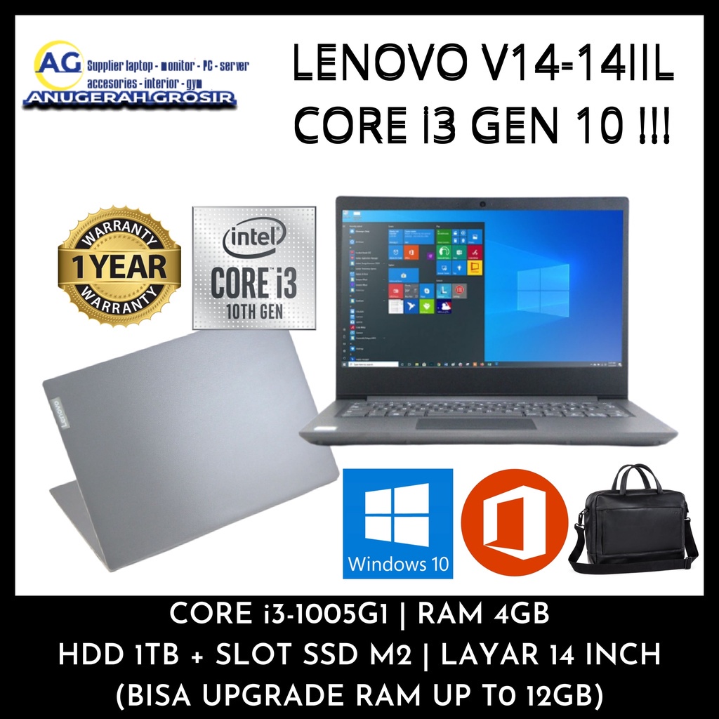 LAPTOP LENOVO V14-IIL CORE I3-1005G1 RAM 4GB HDD 1TB 14" + SLOT SSD M2 BARU