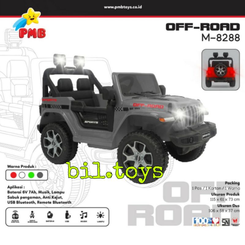 MOBIL AKI ANAK PMB 8288 JEEP OFF-ROAD RUBICON REMOTE MAINAN MOBIL TUNGGANG AKI M-8288 OFF ROAD MOBIL AKI ANAK MURAH