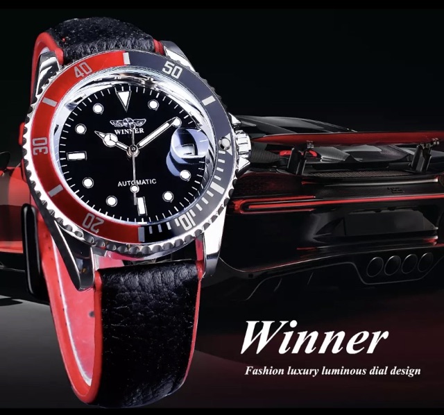 Jam Tangan Automatic Original Winner Submariner Cola Strap Kulit