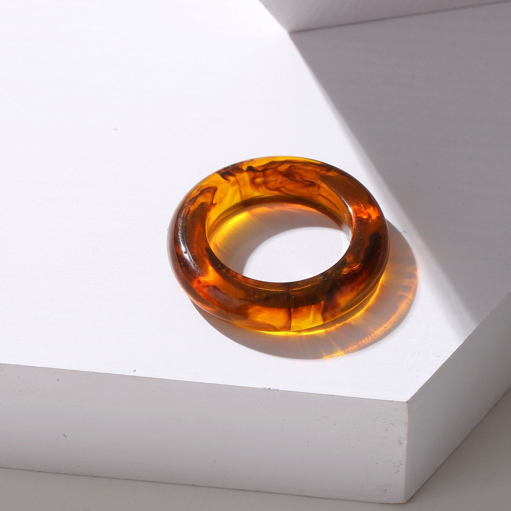 Cincin Jari Bentuk Geometris Bahan Resin Akrilik Transparan Gaya Retro Vintage Korea Untuk Wanita