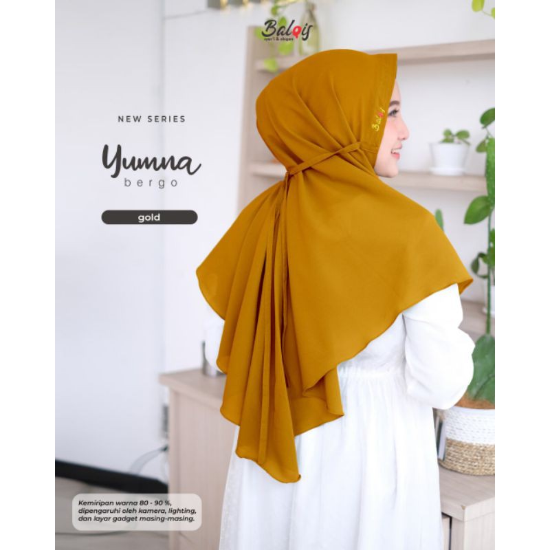 Bergo yumna ori balqis bahan diamond strech-Mustard