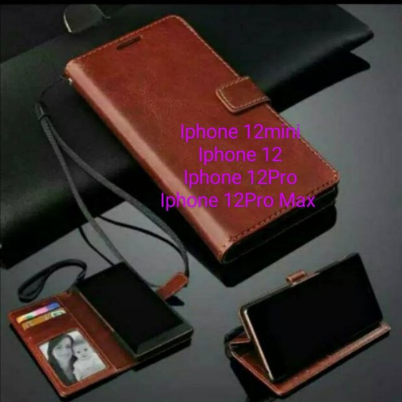 Iphone 12 12mini 12pro Mini Pro Max Leather Folio Case Sarung Dompet Kulit Wallet Casing Book Cover