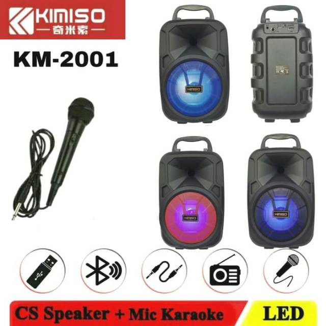 Speaker Bluetooh KIMISO Karaoke 4Inch Lampu LED  + Mic KIMISO Speaker Super Bass Speaker Aktif BASS