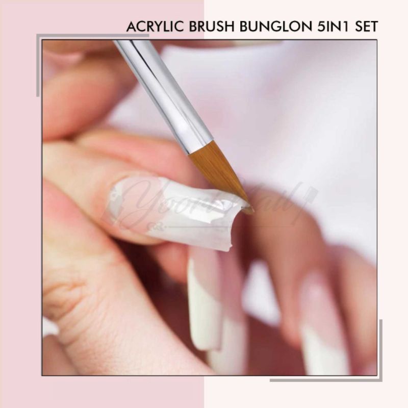 5in1 acrylic brush bunglon set kuas nail art acrylic 3d 5 in 1