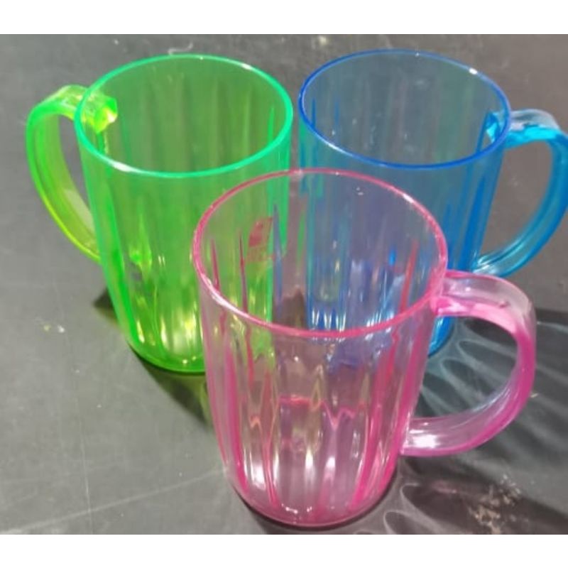 gelas plastik gagang GL 5 warna warni 400ml