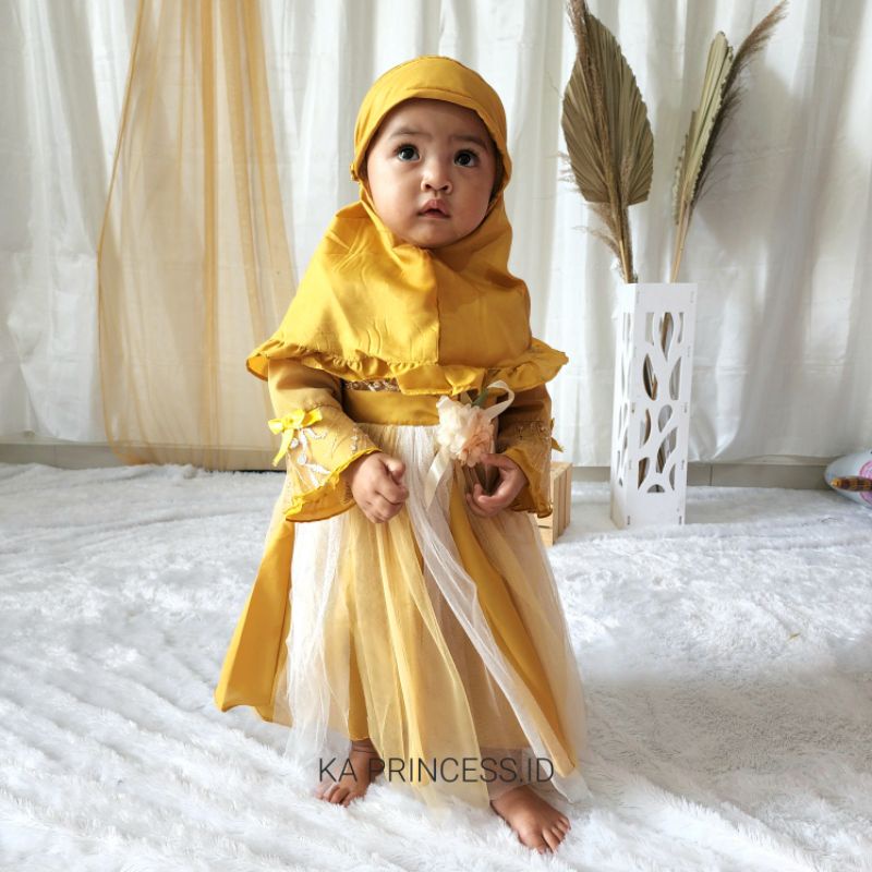 Baju Muslim Anak Perempuan 1 Tahun 2 Tahun Hari Raya Model Terbaru 2022 Kekinian Gamis Anak Cewek Murah Gaun Syari'i KAP65