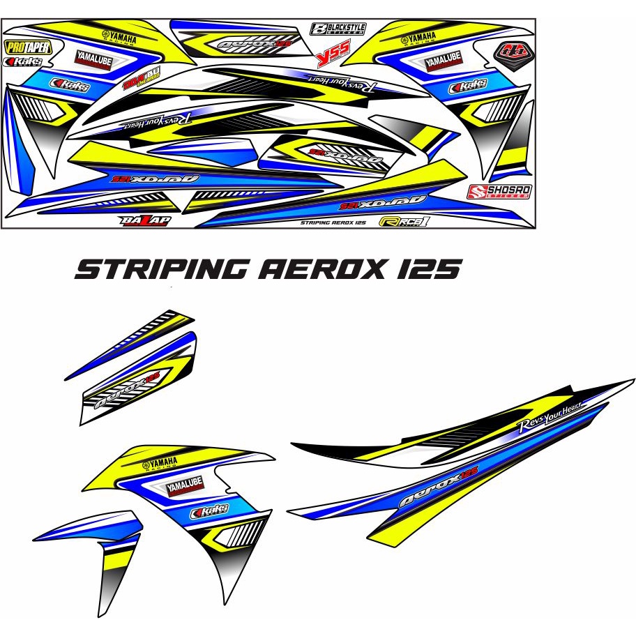 STIKER STRIPING STIKER BODY MOTOR AEROX 125 /VARIASI STRIPING RACING MOTIF AEROX 125 STIKER VARIASI