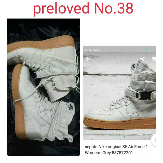 Nike SF AIR FORCE 1 women grey no 38 (PRELOVED)