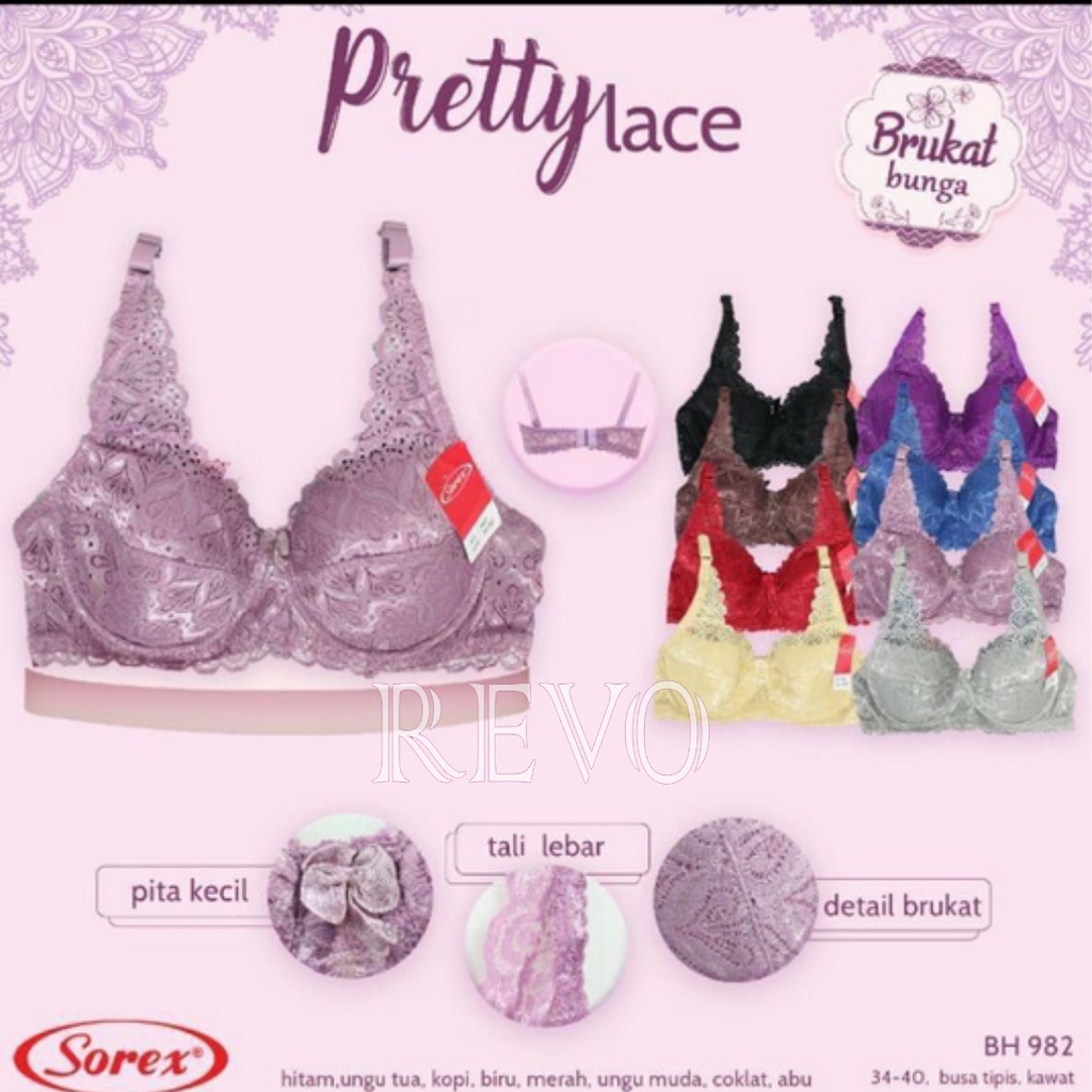 SOREX Bra Brukat Spons Kawat - BH Brukat Sorex Kekinian Terbaru / BISA COD