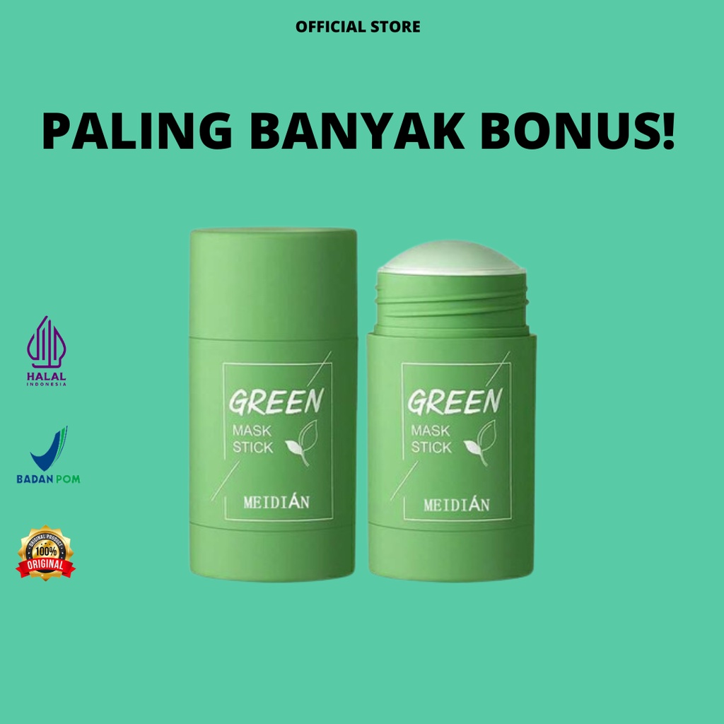[ORI] Buy 1 Get 4 Free Meidian Green Mask Stick Original - Masker Komedo 40gr