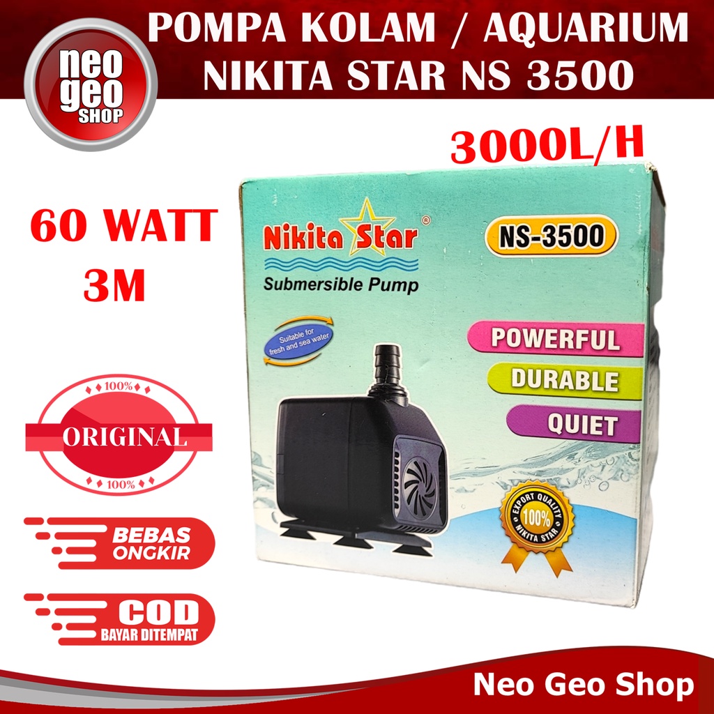 NS3500 NS 3500 NIKITA STAR Pompa Kolam Ikan Aquarium Hidroponik