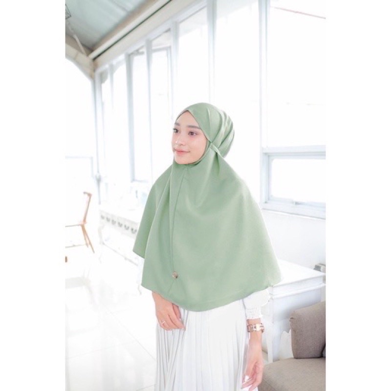 Sovva Label - Bergo Maryam Hijab Instan Tali Bahan Premium Lady Zara-Zara Green Sage
