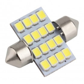 Lukstar Lampu Interior Mobil LED Super White 31mm Festoon 16 SMD 1210 - 2 PCS - White