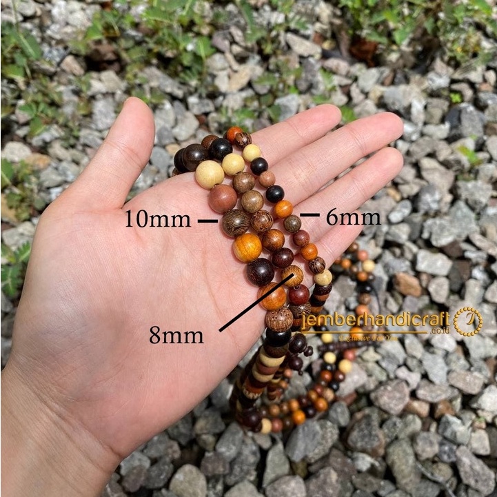 Tasbih KOMBINASI 9 Kayu Bertuah 8mm dan 10mm|  Tasbih Kayu Kombinasi Bersertifikat dan Box Premium