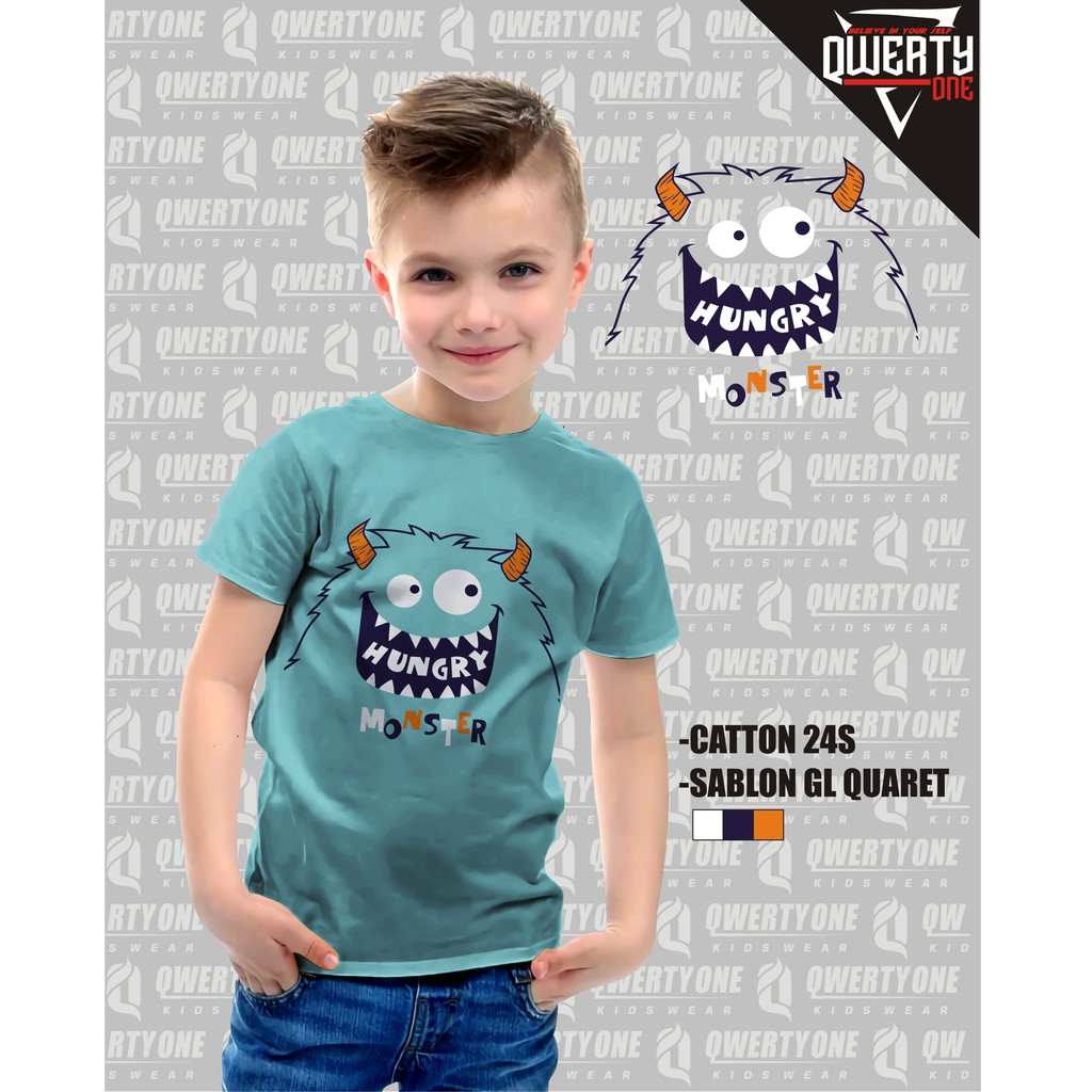 Kaos Distro Anak Karakter Monster Hungry 1-12Tahun