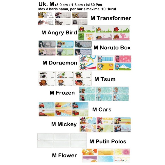 

Stiker Label Nama Waterproof uk.M