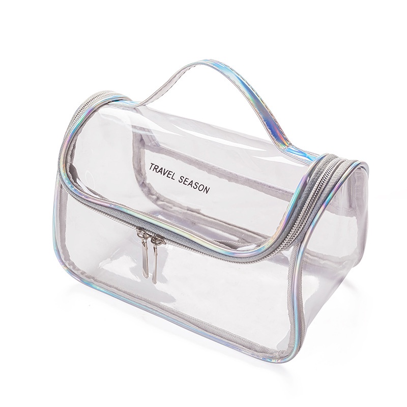 Kosmetik Cube Transparan Clear PVC Toiletries Wash Bag Tas Travel Kosmetik Transparan Bening