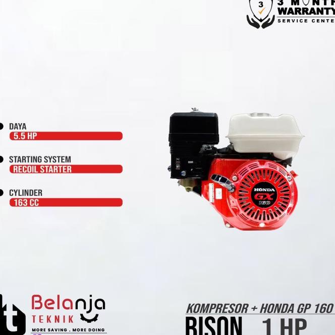 Bison Mesin Kompresor Angin 1 Hp Honda Gx 160 5.5 Hp Air Compressor