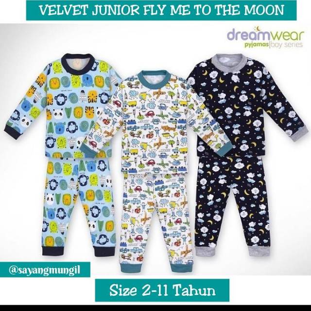 Velvet Junior Fly Me to The Moon Piyama Dreamwear Boy Size 8 (8-9thn)