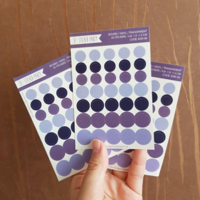 [Sticker Party] Sticker Dot Mini Transparan Bulat Warna Palette Gradasi 0,8 CM- 1CM-06-Purple