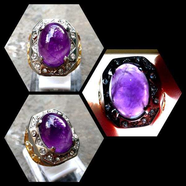 ORIGINAL CINCIN MEWAH KECUBUNG AMETHYST UNGU HQ