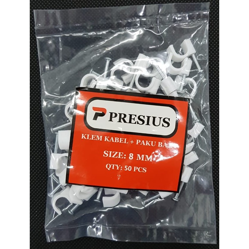 PRESIUS KLEM KABEL PAKU BAJA BETON NO 8 MM (HARGA GROSIR) ISI 50 PCS ASLI ORIGINAL 8MM